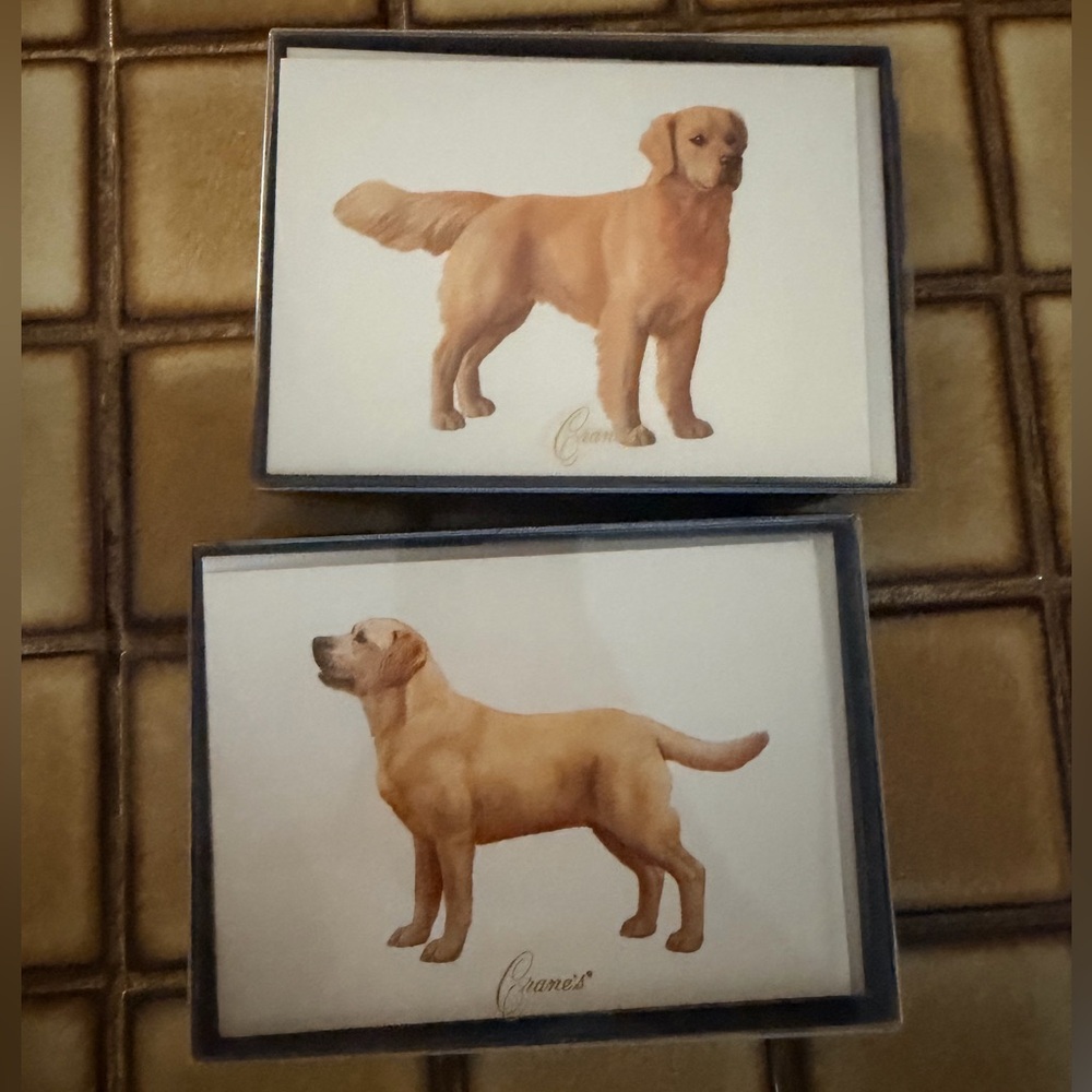 NWOT. Crane’s 100% cotton golden retriever dog note cards with envelopes